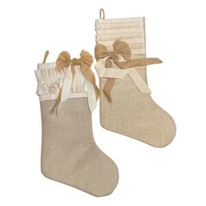 Christmas Holiday Burlap Stockings set of 2